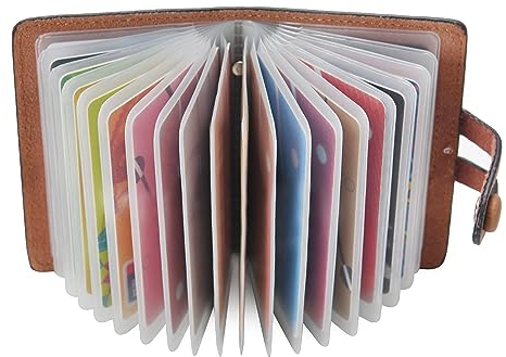 Echt Leder Kartenetui Damen Herren Kreditkartenetui-20 Karten (Braun)