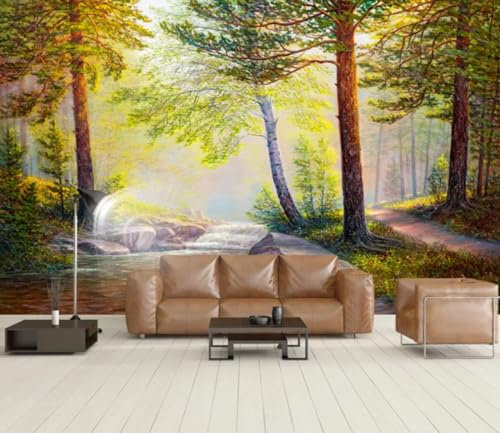Honony Anpassen 3D Tapete Wandbilder Wald Landschaft Kinder Tapete Grün Öl Malerei Große Tapete Wandbilder Für Wände Wohnzimmer, Schlafzimmer Dekoration 300x210cm