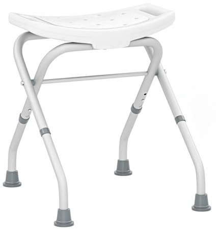 COSTWAY Sgabello per Doccia Regolabile in Altezza a 3 Livelli (Bianco) | Sedia Bagno per Doccia con Maniglie, Leggero, per Anziani e Persone a Mobilità Ridotta, 53x50x52,5 cm, Portata 150 kg
