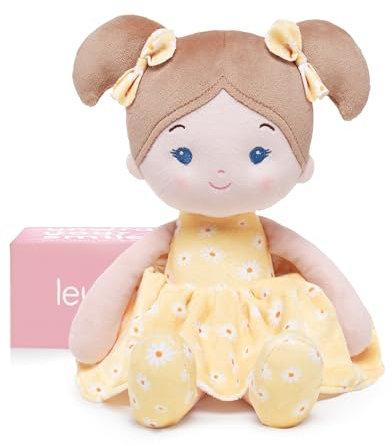 LeyaDoll Weiche Stoffpuppe (32cm), Geburtstags- & Taufgeschenk für Mädchen – Liebevolles Baby Spielzeug 0–3 Jahre – Mein erster Schutzengel -Daisy