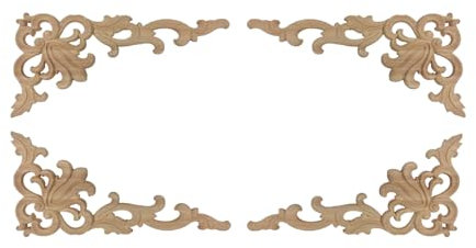4 Pezzi Applique in Legno Intagliato, Decorazioni e Decalcomania per Mobili, Applicato ad Hotel, Sale Conferenze, Interni