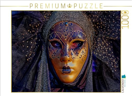 Puzzle · neunziggrad I photoart: Venezia Carnevale, Karneval von Venedig I | Die Frau mit der goldenen Maske · Portrait einer Karnevalsmaske · 1000 Teile · Lege-Größe 64 × 48 cm · CALVENDO Puzzle