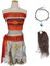 Foanja Moana Kostüm Damen Cosplay Vaiana Kleid mit Halskette für Erwachsene Verkleidung Halloween Karneval Geburtstag Party Outfits