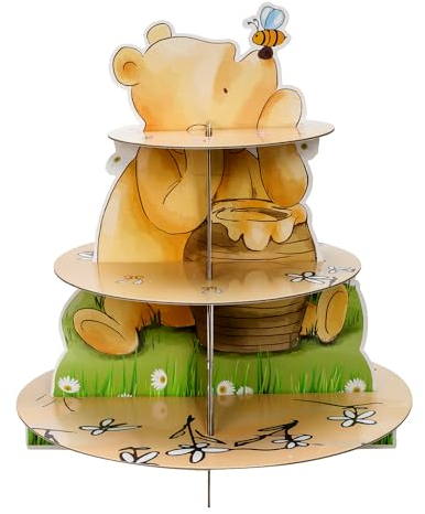 CORODER Cupcake-Ständer, 3-stöckig, Party-Dekoration, Papiermaterial, sechseckige Form, braune Farbe, geeignet für Babypartys, Geburtstagsfeiern