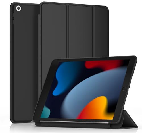 Carcasa para iPad 9º 2021/8º 2020/7º 2019, iPad de 10,2 pulgadas, funda con suspensión y despertador automática, para iPad 9/8/7, color negro
