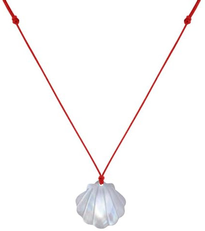LES POULETTES BIJOUX - Collier Lien Coquille St Jacques en Nacre - Rouge