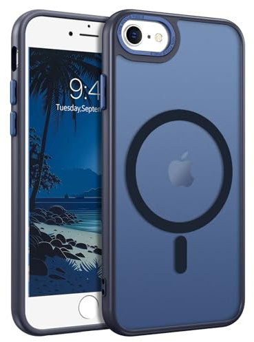 BENTOBEN Funda Magnética para iPhone 7, iPhone SE Funda, iPhone 8 Funda[Compatible con Magsafe] Carga Inalámbrica Carcasa Cover Case Translúcido Mate Protección Militar Anti-Arañazos Anti-Golpes-Azul