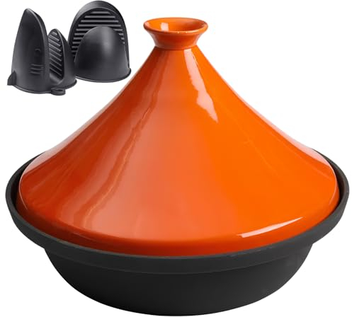 DYHQQ Tajine Émaillé, Casserole en Céramique Pot en Céramique Marmite Tajine Rond Antiadhésif avec Couvercle en Céramique Résistant À La Chaleur