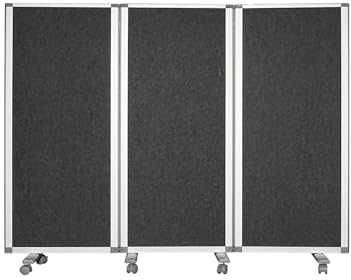 Floordirekt Filz Stell-Trennwand Raumteiler auf Rollen Sichtschutz für Büro, Arbeitsplatz Faltbare, Flexible, pinnbare Stellwand, Raumtrenner, Paravent mit Rollen - Länge 60-180cm x 150cm, Höhe