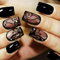 Kabwea 24 Stück Schwarze Presse Auf Nägel Kurze Quadratische Gefälschte Nägel Schwarze Rebe Acryl Press on Nails NäGel Zum Aufkleben Fake Nails Kurz Nail
