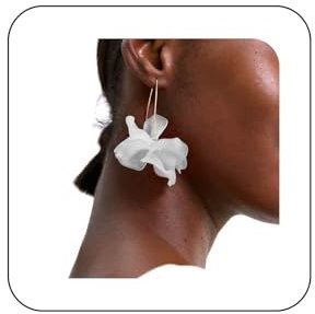 Dervivea Böhmische Große Acryl Blume Baumeln Ohrringe Weiß Blütenblatt Tropfen Ohrringe Harz Floral Lange Ohrringe Floral Aussage Ohrringe Braut Hochzeit Ohrringe Schmuck Für Frauen
