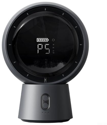 Zoegneer Leiser blattloser Ventilator mit Digitalanzeige, einstellbare Geschwindigkeiten, kompaktes Design (grau)
