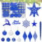 SUBTLETY Weihnachtskugeln Kunststoff 108 Stück Christbaumkugeln mit Aufhänger Plastik Weihnachtsschmuck inkl. Baumspitze Stern, Bälle, Briefe, Hirsche, Schneeflocken für Weihnachten Deko (Blau)