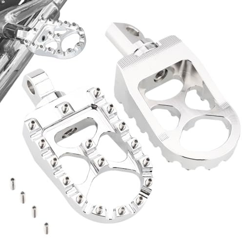 TSUNG Off Road Motorcycle Foot Pegs MX Style Footpegs – Compatible with Dyna, Fatboy, Sportster, Iron 883, CNC Wide 360° Rotating Foot Pedals (Chrome)