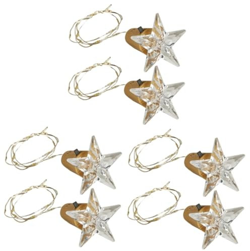 VOSAREA 6pcs Led Wine Bottle Coaster Lights Battery Operated String Lights Star-Shaped Decorative