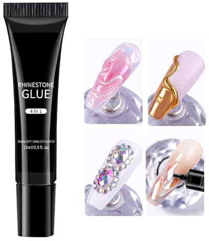 Colle à ongles en gel,Gel de colle à ongles, Colle strass pour ongles 15 ml Presse sur colle à ongles, Colle Gel UV pour ongles, pour réparer les ongles cassés, les strass, coller les ongles artificie
