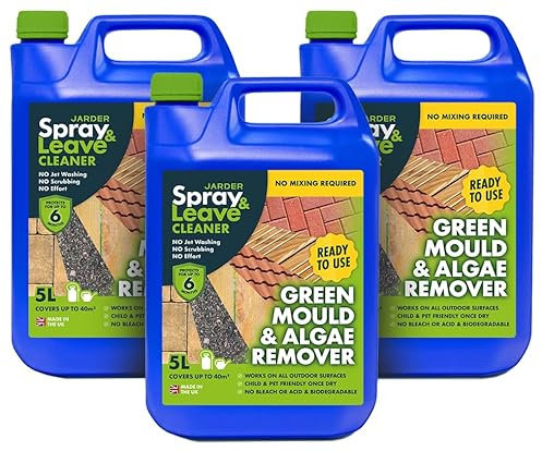 3 x 5 Litres Jarder Spray & Leave Ready to Use Patio Cleaner - Removes Green Mould and Algae. No Mixing Required - Covers 120 Square Metres.