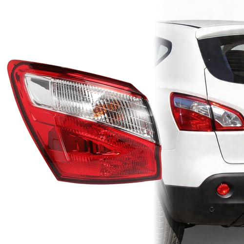 Anlseiod Rücklicht Linke für Nissan Qashqai J10 SUV 2010-2014 26555BR00A | Heckleuchte Fahrerseite für Qashqai SUV und Qashqai+2 5- und 7-Sitzer Rückleuchte ABS-Gehäuse Wasserdichte 26555-BR00A
