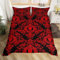 Loussiesd Adults Red Vintage Damask Floral Bedding Set Oriental Antique Comforter Cover Set Double Size Gothic Bohemia Boho Duvet Cover Exotic Sugar Skull Bedspread Cover 3Pcs