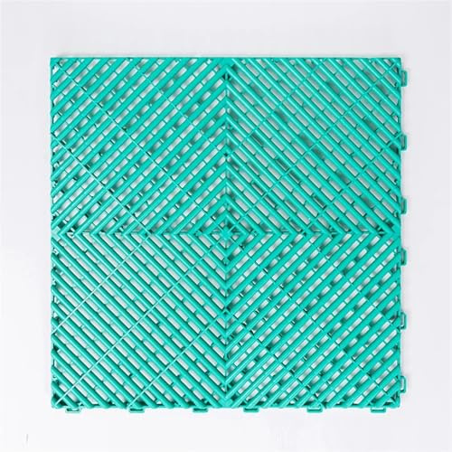 WDSBZNB Vented Modular Tiles Interlocking Garage Floor Tiles, Car Wash Room Floor Mat, Multi Function Slab, 1.8cm Thickness(Diamond Green,360pcs)