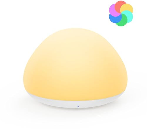 JolyWell Baby Night Light for Nursery, Soft Silicone Tap Control Night Lamp with 8 Color Changing, USB C Rechargeable Portable Kids Night Light, 1 Hour Timer Function, Warm Light for Breastfeeding