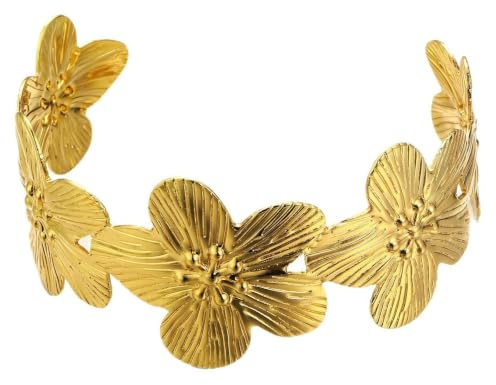 MisFun Damen Armreif Gold Personalisierte Blumenarmbänder Strand Urlaubsschmuck Nische Offene Armbänder Accessoires Stapelbarer Schmuck für das Handgelenk Schlichtes Manschettenarmband