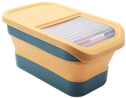 ‌12-15KG Airtight Pet Food Storage Container With Wheels & Handle - Foldable Dog Cat Food Bin For Dry Kibble, Kitchen Pantry & Travel, Easy To Clean