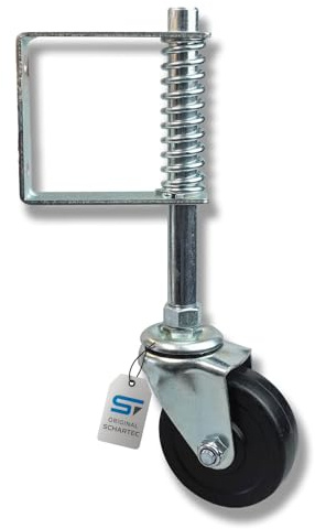 SCHARTEC Torrolle gefedert für schwere Tore bis 60 kg Tor Rolle mit Feder Gartentor Flügeltor Rad außen hängend
