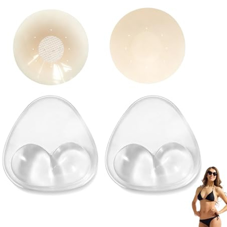 Thhiit 2 Pcs Silicone Bra Inserts, Reusable Clear Bra Padding for Swimsuits Bras & Evening Wear