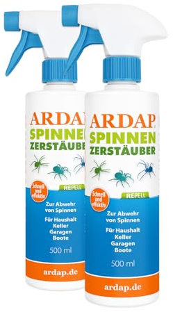 ARDAP Repell Spinnen Zerstäuber 2 x 500ml - Spinnenspray - Spinnenabwehr - Wirkt effektiv (PT19)