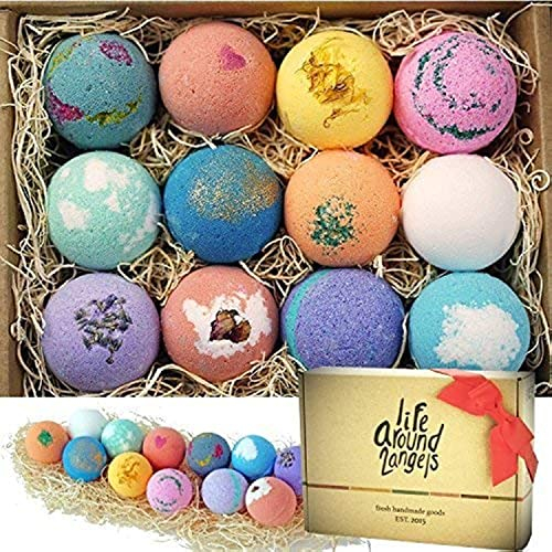 Badebombe Geschenkset 12, Shea und Kokosnussbutter Befeuchtung der trockenen Haut, perfekt für Bubble & Spa Bath. Handgemachtes Geburtstagsgeschenk für Ihren Partner, Frau, Freundin, Männer, Frauen