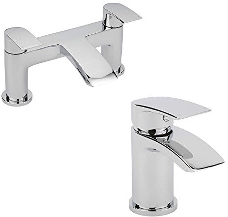 Milano Razor Modern Mono Bathroom Basin Mixer Tap Bath Filler Tap Set - Chrome