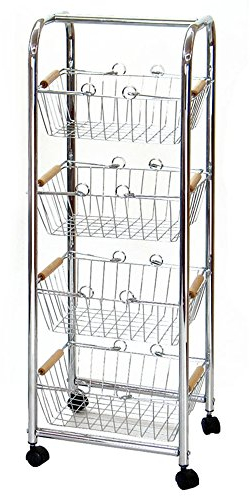 Carro verdulero moderno plateado de metal para cocina Basic - LOLAhome