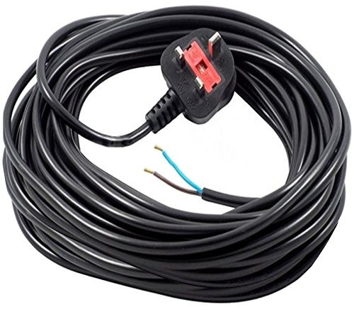 SPARES2GO XL Extra Long 12M Metre Black Cable Mains Power Lead for Bosch Lawnmower & Garden Strimmer (UK Plug)