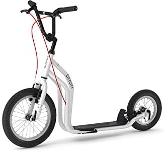 YEDOO City Tretroller - ab 140 cm Körperhöhe, bis 120 kg, mit Luftreifen 16/12 - Cityroller für Erwachsene und Kinder mit verstellbarem Lenker und Ständer, weiß