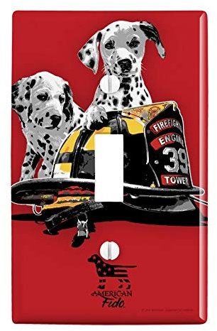 Casco de bombero, diseño de perros dálmatas, plástico, decoración de pared, cubre interruptor de luz