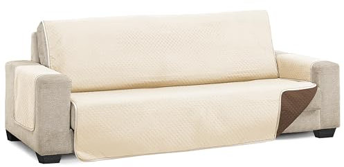 Martina Home Diamond Funda Cubre Sofá,Protector para Sofás Acolchado Reversible, Beige/Marrón, 2 Plazas