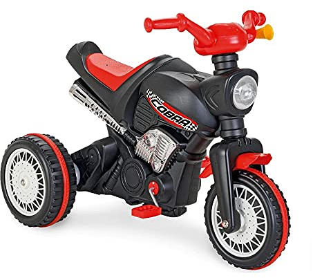 Pilsan Dreirad Cobra 07323 Motorrad-Design, Tröte am Lenker, Pedale, ab 3 Jahre, Farbe:schwarz