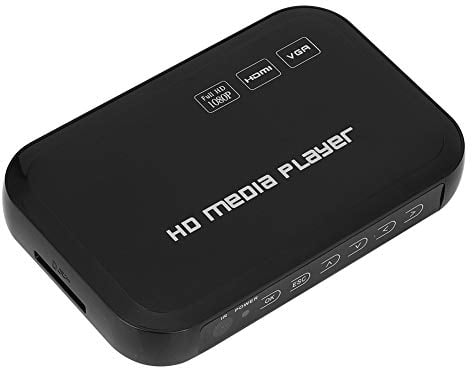 VBESTLIFE 1080P Video-Player HDMI VGA, Media Player Multimedia-Player mit USB-Schlüsselhalter, 2,5-T-Festplatte, SD-Kartenunterstützung MKV, MOV, AVI, M2TS, TP, TRP, IFO,
