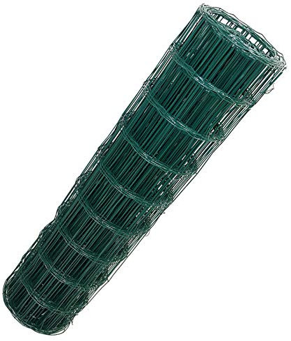 Bowose Wire Mesh Fencing with Green PVC Coating, 7.5x10cm Hole Wire Netting, 2mm Wire Thickness, Metal Fence Wire Mesh Roll for Decorative Fencing Outdoor Security Plant Protection (0.9M x 10M)