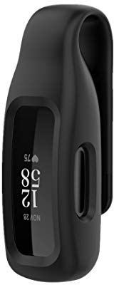 Huowokxix Silikon Schutzhülle mit Clip Halterung für Fitbit Inspire 2 Armband - Robust, Leicht, Rutschfest, Vollschutz Case Cover (Schwarz)