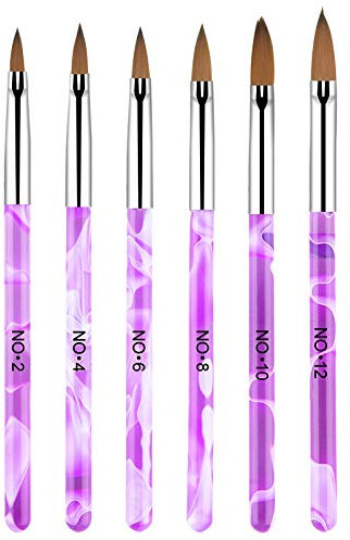 6-Piece Nail Art Tips Builder Brush - UV Gel & Acrylic Nail Brush for Salon & DIY
