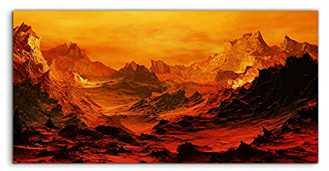 Coloray Glas Bild 120x60cm Gehärtet Glas Wandbilder Kunststoff Schlafbereich Deko Bild Wohnzimmer - Vulkan-Gebirgsfeuer.