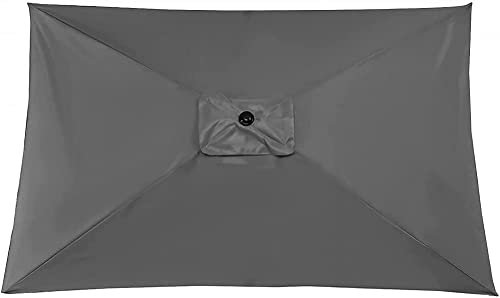 LYWDJ Auvent De Rechange Rectangulaire en Tissu pour Terrasse, 3X2m/6 Bras Toile De Rechange pour Parasol, Parasol Solide Et Épais, pour Balcon, Terrasse, Zone Herbe, Bar-Green, Grey