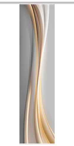 HOME in green 84070 ELANIA Schiebegardine aus recyceltem Polyester, halbtransparent, Farbe:Gold, Größe:245 x 60 cm, Anzahl:1x