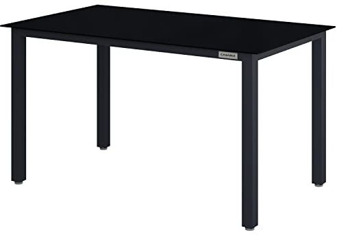 Casaria® Aluminium Gartentisch 6 Personen 150x 90x 75 cm Höhenverstellbar 5 mm Sicherheitsglas Wetterfest Garten Terrasse Balkon Esstisch Grau Schwarz