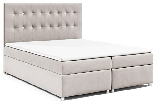 Best for Home Boxspringbett mit Bettkasten Trinity K-6 Bonellfederkern inkl. Topper 200x200 Creme