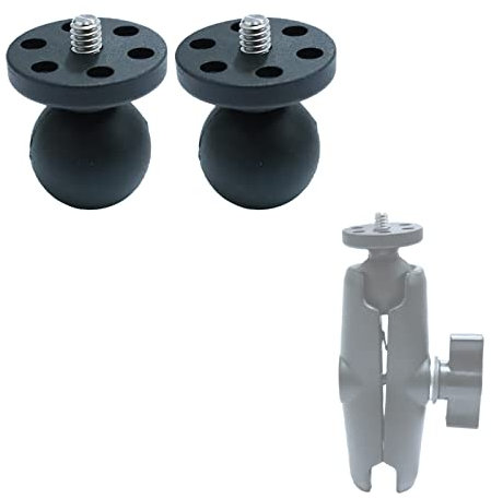 2PC 1 Ball Mount Adapter with 1/4-20 Threaded Stud for Insta360 One X3, X2, X, R, RS, GO 2, GoPro, DJI OSMO, Compatible with RAM Ball Head Mounts B Size Double Socket Arm