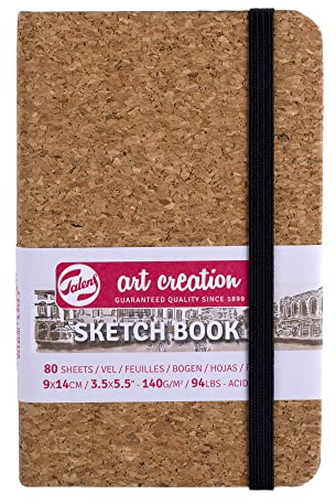 Talens Art Creation Skizzenbuch Kork - 9x14 cm 140g 80 Blatt - säurefreies Papier zum Zeichnen & Journaling