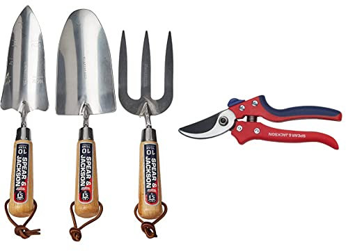 Spear & Jackson 3056GS/12 Neverbend Stainless Hand Tool Gift Set & 7159BS Razorsharp Advantage Bypass Secateurs